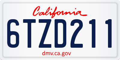 CA license plate 6TZD211
