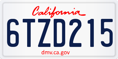 CA license plate 6TZD215