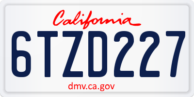 CA license plate 6TZD227