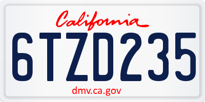 CA license plate 6TZD235