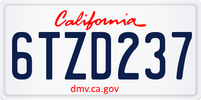 CA license plate 6TZD237