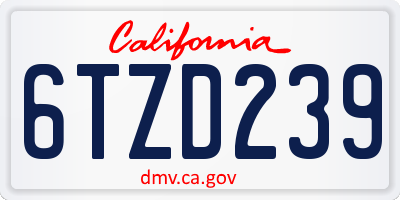 CA license plate 6TZD239