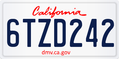 CA license plate 6TZD242