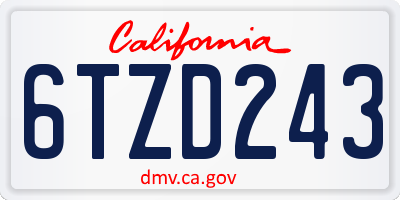 CA license plate 6TZD243