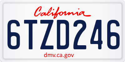 CA license plate 6TZD246