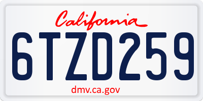 CA license plate 6TZD259