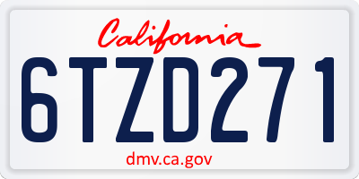 CA license plate 6TZD271