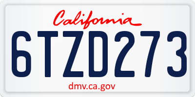 CA license plate 6TZD273