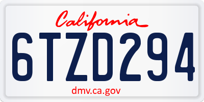 CA license plate 6TZD294