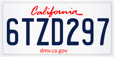 CA license plate 6TZD297