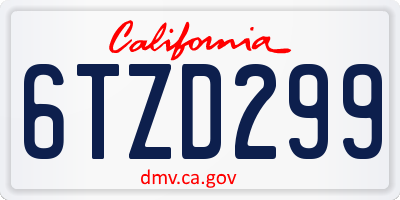 CA license plate 6TZD299