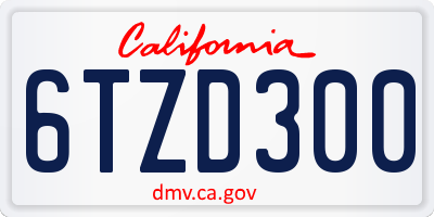 CA license plate 6TZD300