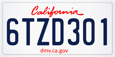 CA license plate 6TZD301