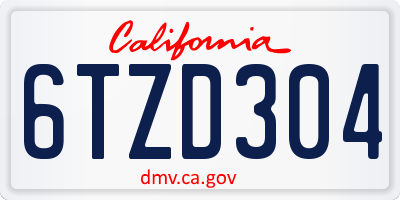 CA license plate 6TZD304