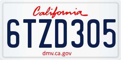 CA license plate 6TZD305