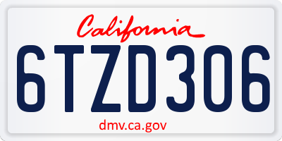 CA license plate 6TZD306