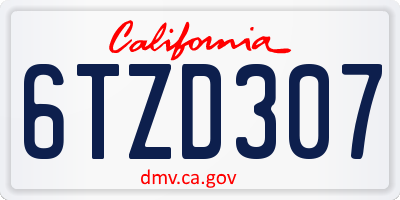 CA license plate 6TZD307