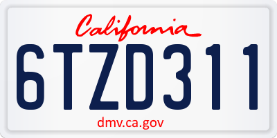 CA license plate 6TZD311