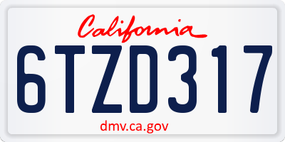 CA license plate 6TZD317