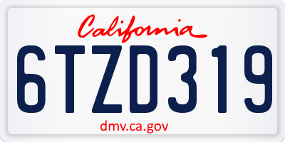 CA license plate 6TZD319