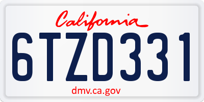 CA license plate 6TZD331