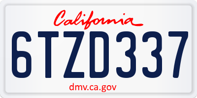 CA license plate 6TZD337