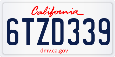 CA license plate 6TZD339