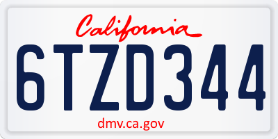 CA license plate 6TZD344