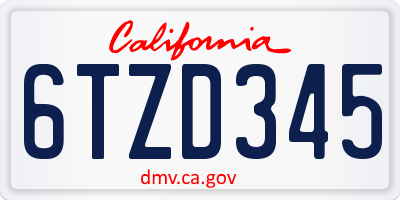 CA license plate 6TZD345