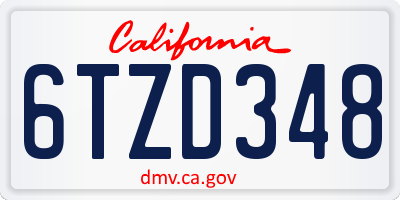 CA license plate 6TZD348