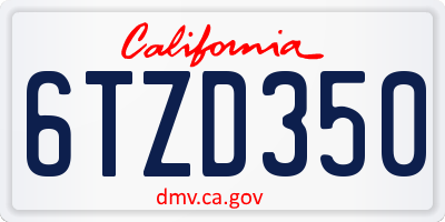 CA license plate 6TZD350