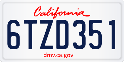 CA license plate 6TZD351