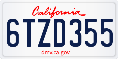 CA license plate 6TZD355