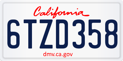 CA license plate 6TZD358
