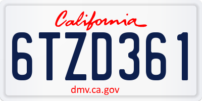 CA license plate 6TZD361