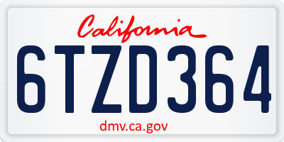CA license plate 6TZD364