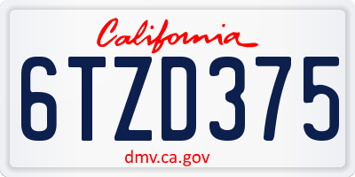 CA license plate 6TZD375