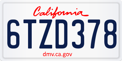 CA license plate 6TZD378