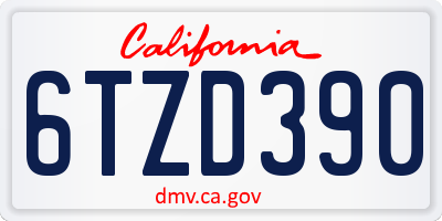 CA license plate 6TZD390