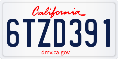 CA license plate 6TZD391