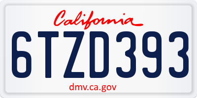 CA license plate 6TZD393