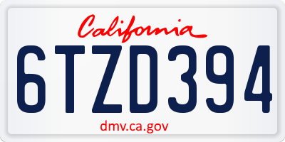 CA license plate 6TZD394