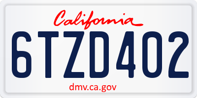 CA license plate 6TZD402