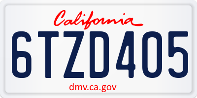 CA license plate 6TZD405