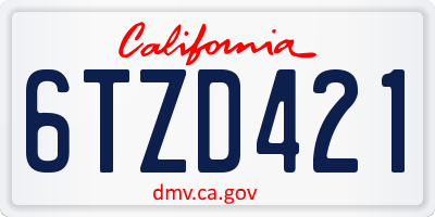 CA license plate 6TZD421