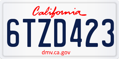 CA license plate 6TZD423