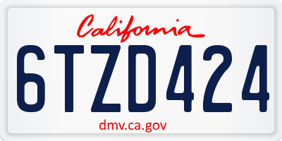 CA license plate 6TZD424