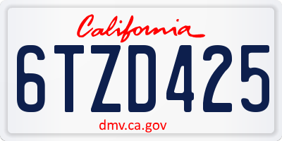 CA license plate 6TZD425