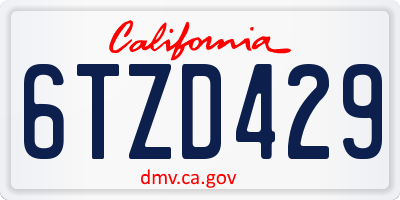 CA license plate 6TZD429