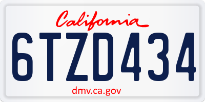 CA license plate 6TZD434